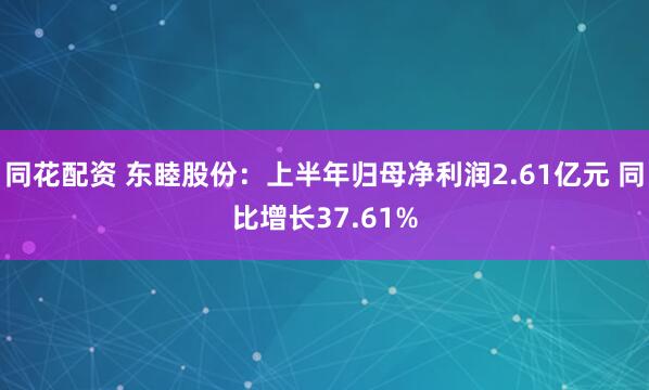 同花配资 东睦股份：上半年归母净利润2.61亿元 同比增长37.61%
